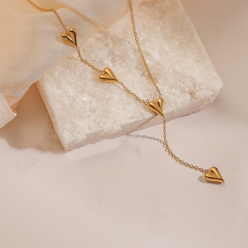 Jewels Galaxy Gold-Plated Anti Tarnish Heart Themed Long Necklace
