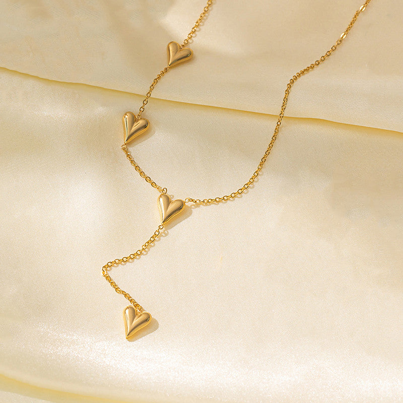 Jewels Galaxy Gold-Plated Anti Tarnish Heart Themed Long Necklace