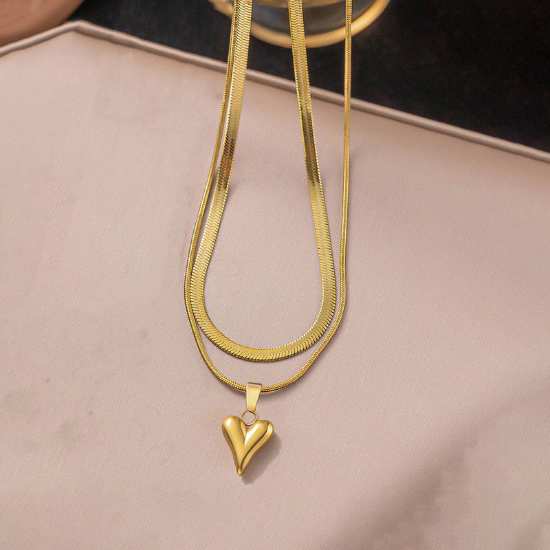 Jewels Galaxy Gold-Plated Anti Tarnish Heart Themed Layered Necklace