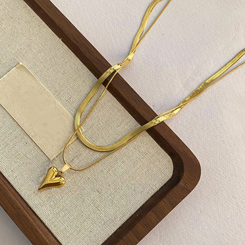 Jewels Galaxy Gold-Plated Anti Tarnish Heart Themed Layered Necklace