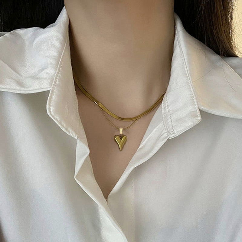 Jewels Galaxy Gold-Plated Anti Tarnish Heart Themed Layered Necklace