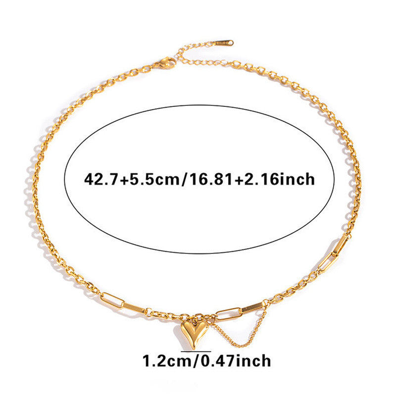 Jewels Galaxy Gold Plated Stainless Steel Anti Tarnish Heart Themed Rope Chain Necklace For Women