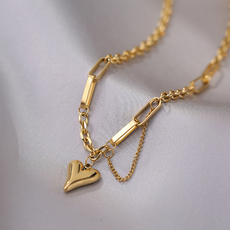 Jewels Galaxy Gold Plated Stainless Steel Anti Tarnish Heart Themed Rope Chain Necklace For Women