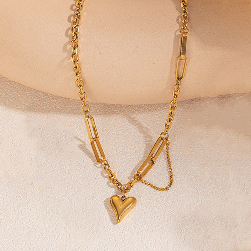 Jewels Galaxy Gold Plated Stainless Steel Anti Tarnish Heart Themed Rope Chain Necklace For Women