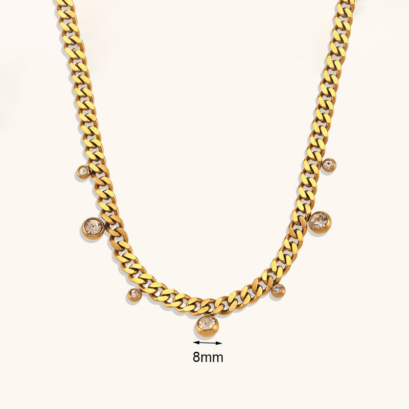 Jewels Galaxy Gold Plated Stainless Steel Anti Tarnish Crystal Accents Dainty Necklace For Women