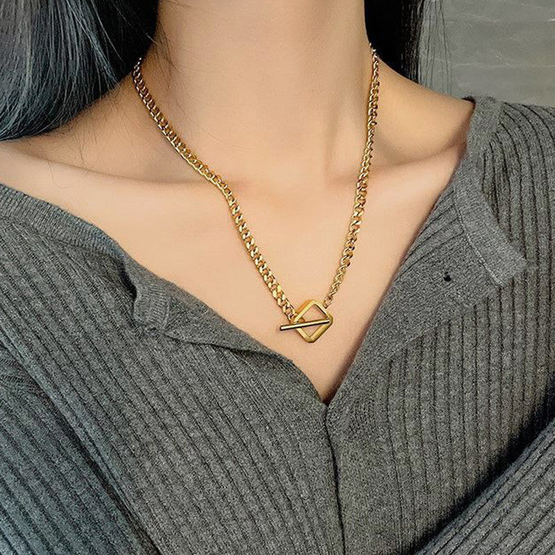 Jewels Galaxy Gold Plated Stainless Steel Anti Tarnish Geometric Necklace For Women