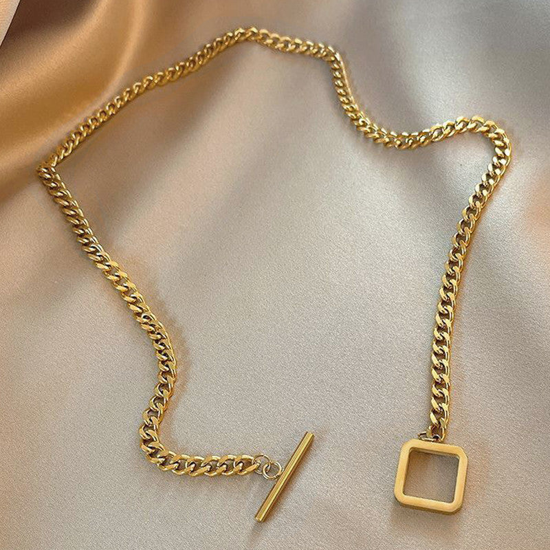 Jewels Galaxy Gold Plated Stainless Steel Anti Tarnish Geometric Necklace For Women