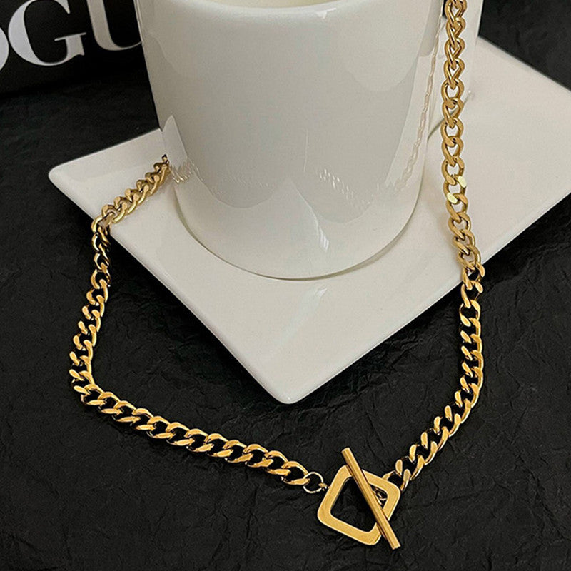 Jewels Galaxy Gold Plated Stainless Steel Anti Tarnish Geometric Necklace For Women