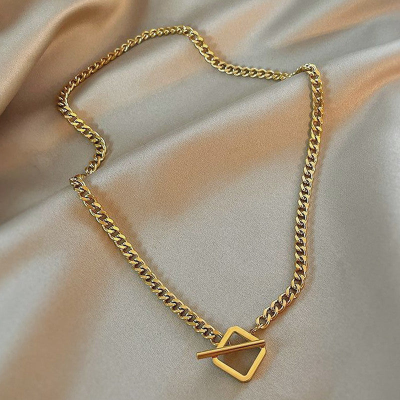 Jewels Galaxy Gold Plated Stainless Steel Anti Tarnish Geometric Necklace For Women