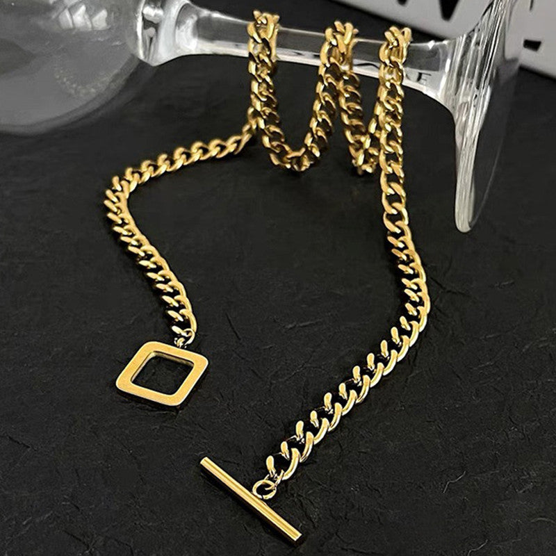 Jewels Galaxy Gold Plated Stainless Steel Anti Tarnish Geometric Necklace For Women