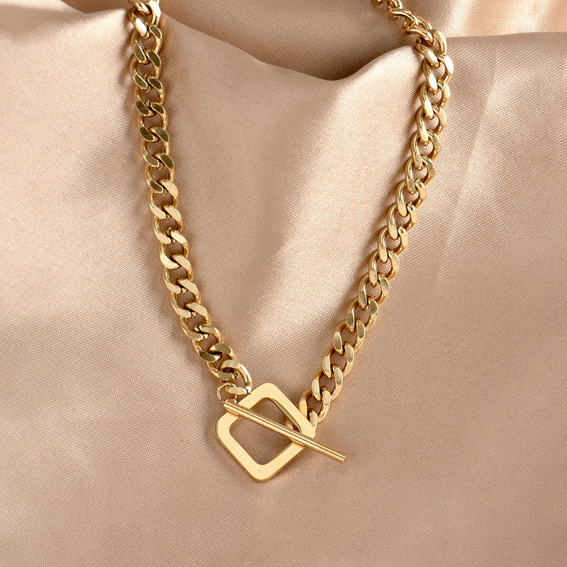 Jewels Galaxy Gold Plated Stainless Steel Anti Tarnish Geometric Necklace For Women