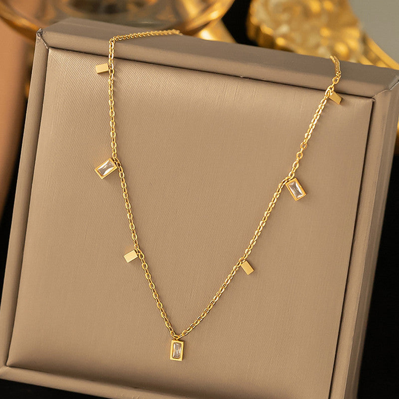 Jewels Galaxy Gold Plated Stainless Steel Anti Tarnish Gold-Toned Geometric Necklace For Women