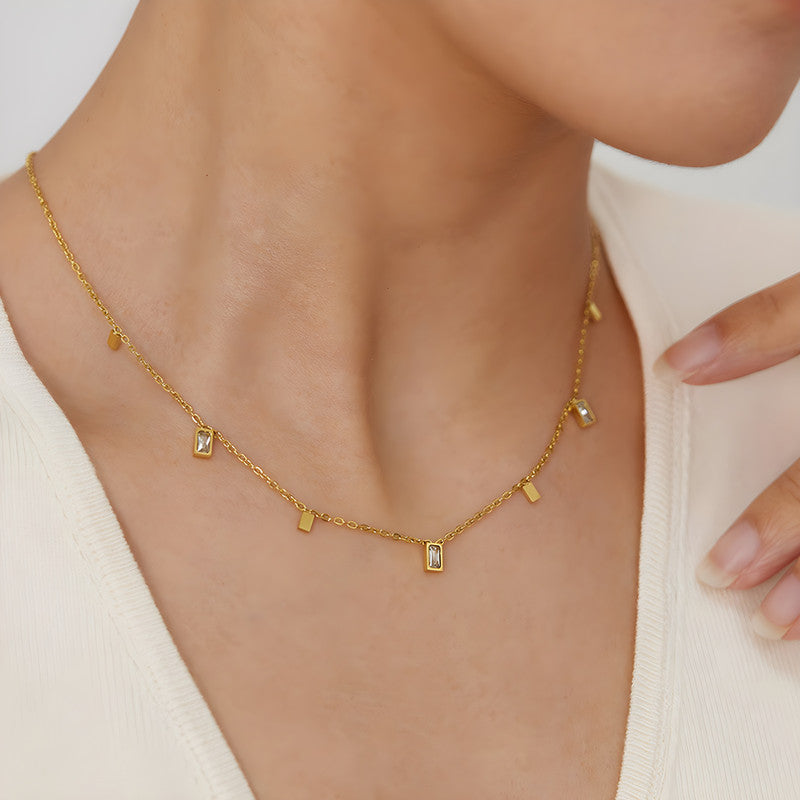Jewels Galaxy Gold Plated Stainless Steel Anti Tarnish Gold-Toned Geometric Necklace For Women