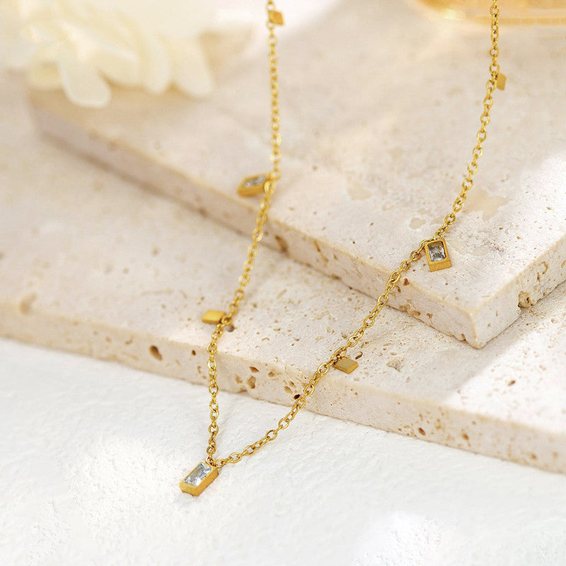 Jewels Galaxy Gold Plated Stainless Steel Anti Tarnish Gold-Toned Geometric Necklace For Women