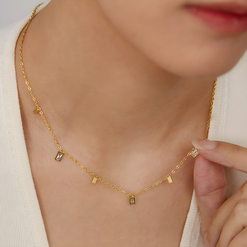 Jewels Galaxy Gold Plated Stainless Steel Anti Tarnish Gold-Toned Geometric Necklace For Women