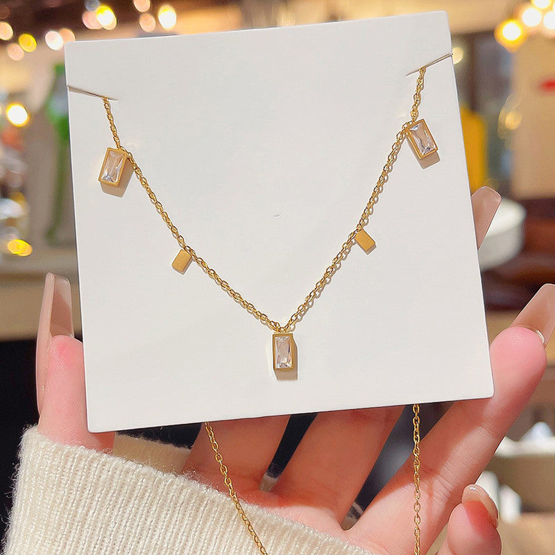 Jewels Galaxy Gold Plated Stainless Steel Anti Tarnish Gold-Toned Geometric Necklace For Women