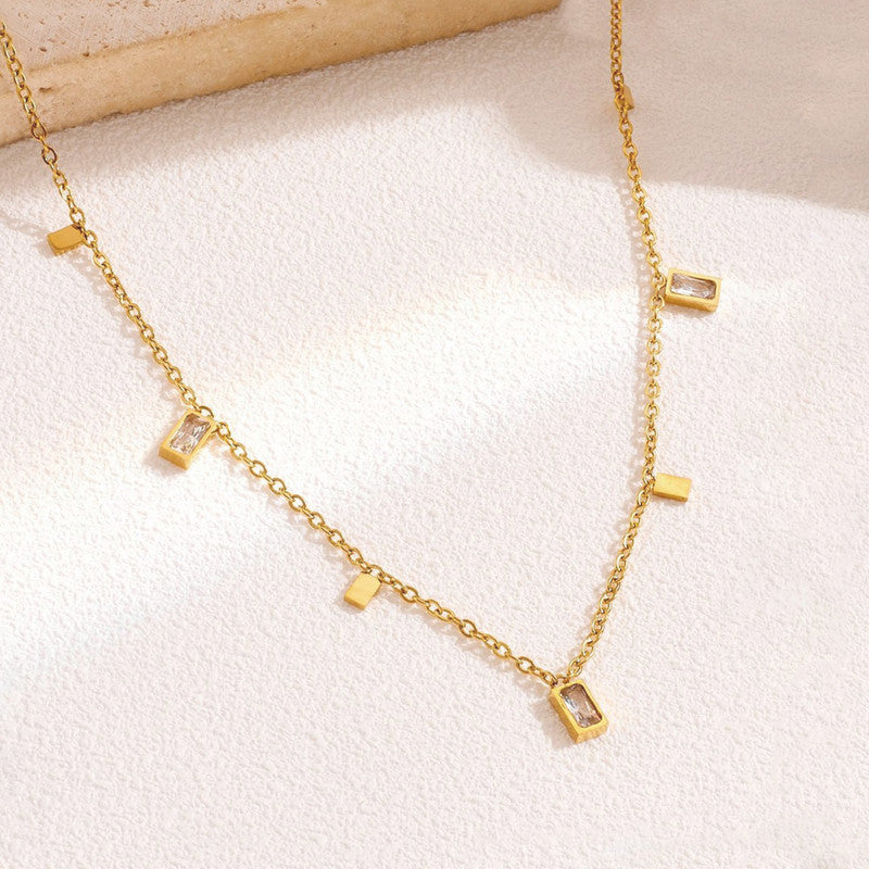 Jewels Galaxy Gold Plated Stainless Steel Anti Tarnish Gold-Toned Geometric Necklace For Women