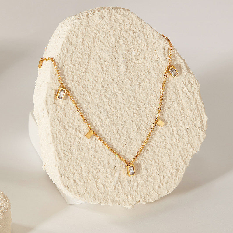 Jewels Galaxy Gold Plated Stainless Steel Anti Tarnish Gold-Toned Geometric Necklace For Women
