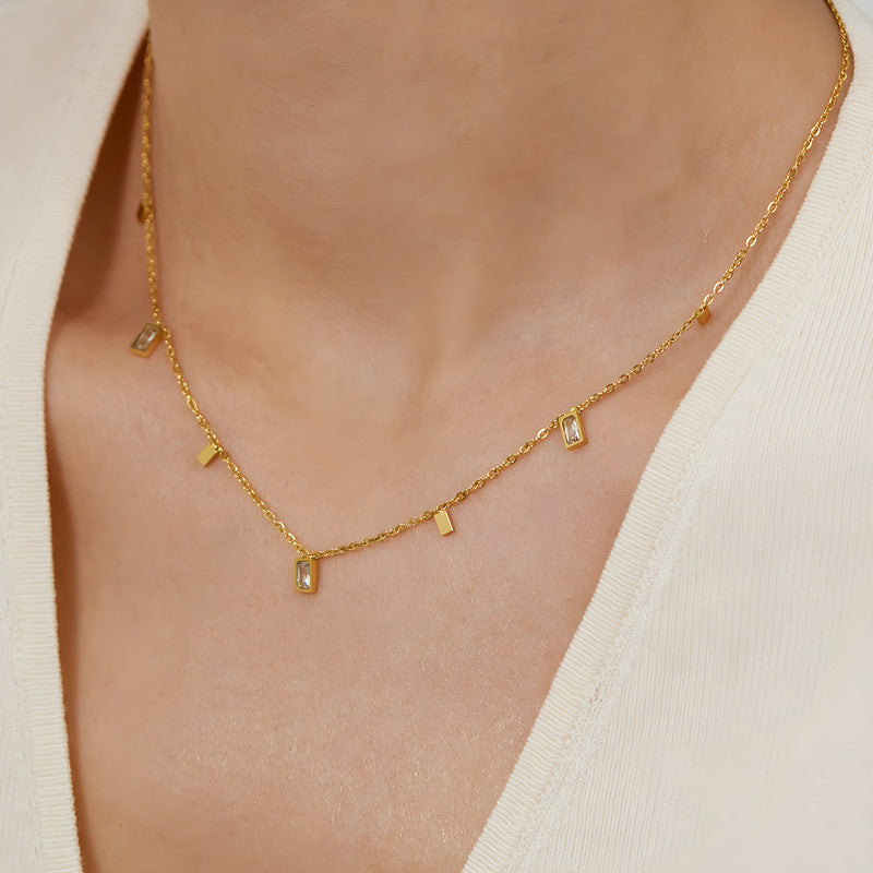 Jewels Galaxy Gold Plated Stainless Steel Anti Tarnish Gold-Toned Geometric Necklace For Women