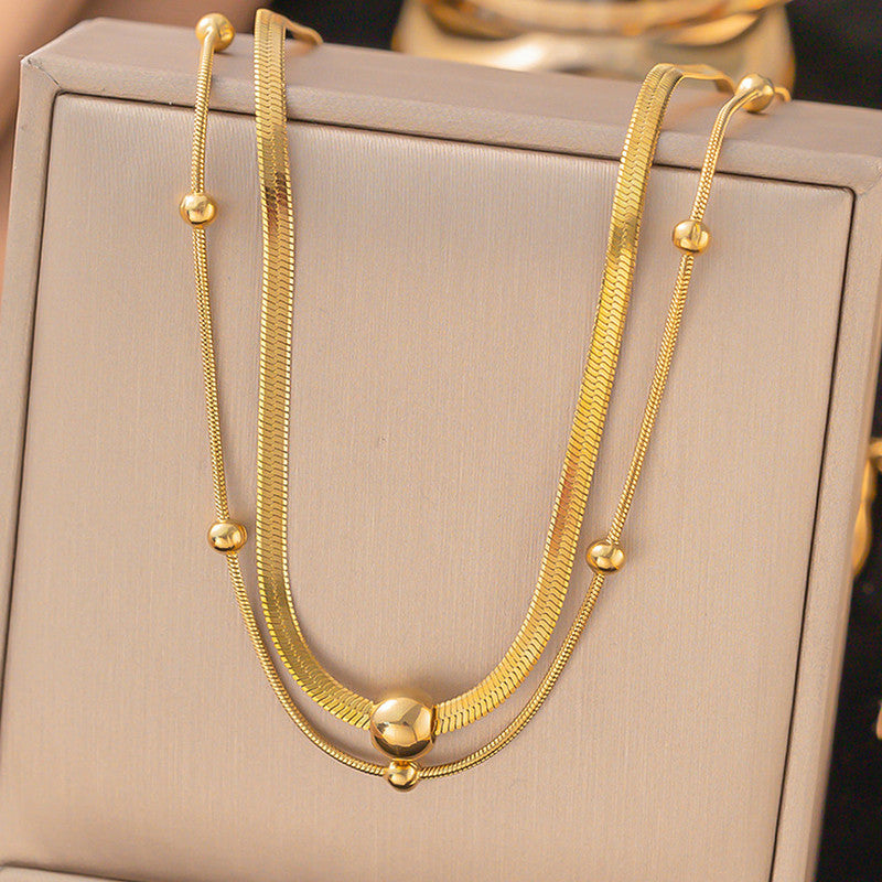 Jewels Galaxy Gold Plated Stainless Steel Anti Tarnish Snake chain Geometric Necklace For Women