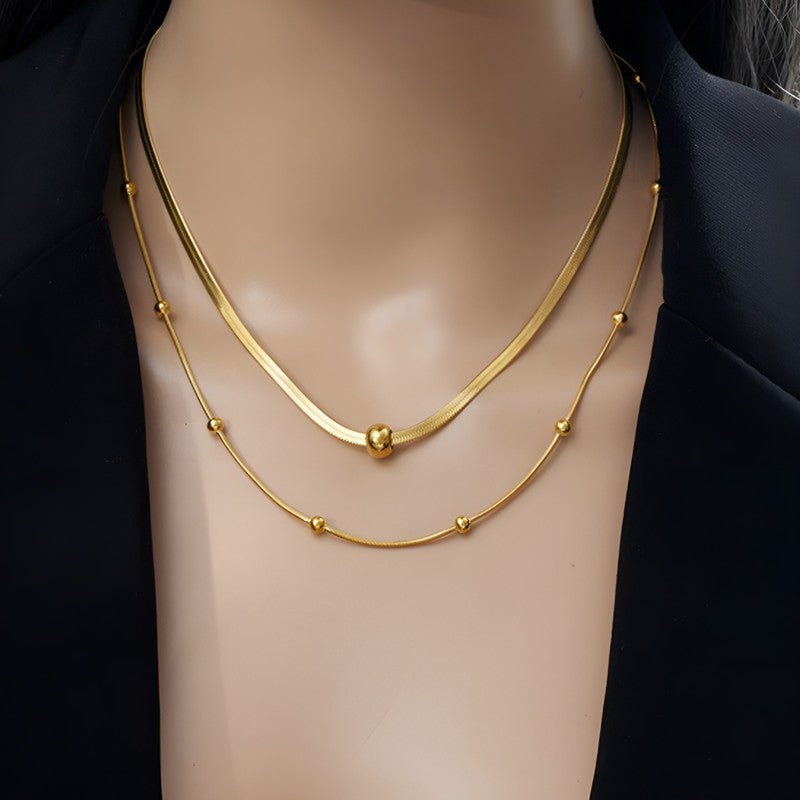 Jewels Galaxy Gold Plated Stainless Steel Anti Tarnish Snake chain Geometric Necklace For Women