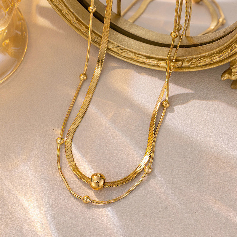 Jewels Galaxy Gold Plated Stainless Steel Anti Tarnish Snake chain Geometric Necklace For Women