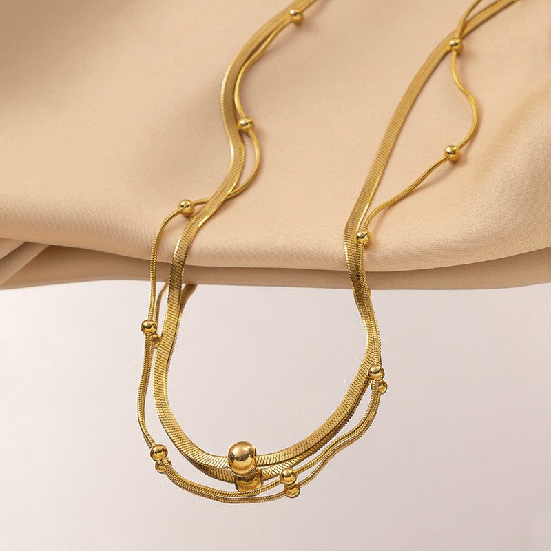 Jewels Galaxy Gold Plated Stainless Steel Anti Tarnish Snake chain Geometric Necklace For Women
