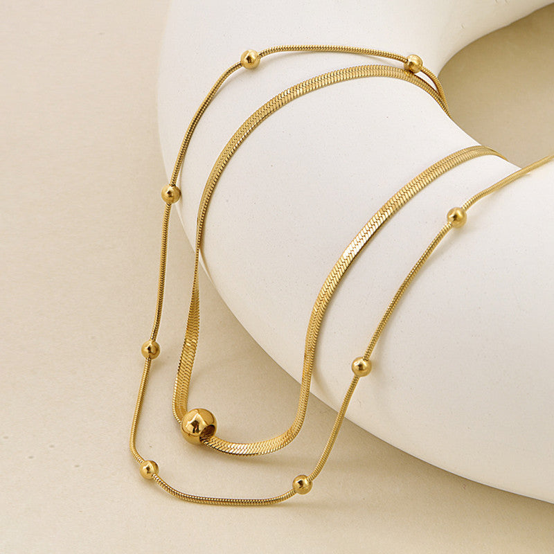 Jewels Galaxy Gold Plated Stainless Steel Anti Tarnish Snake chain Geometric Necklace For Women