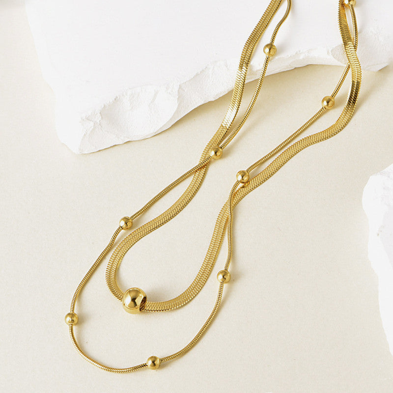 Jewels Galaxy Gold Plated Stainless Steel Anti Tarnish Snake chain Geometric Necklace For Women