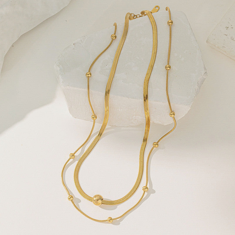 Jewels Galaxy Gold Plated Stainless Steel Anti Tarnish Snake chain Geometric Necklace For Women