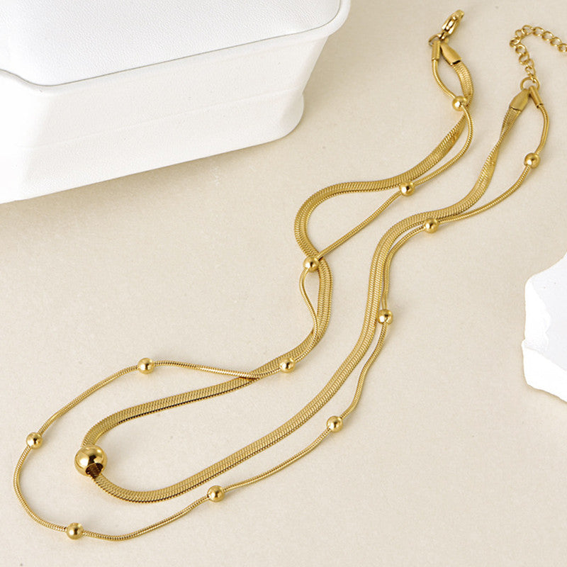 Jewels Galaxy Gold Plated Stainless Steel Anti Tarnish Snake chain Geometric Necklace For Women