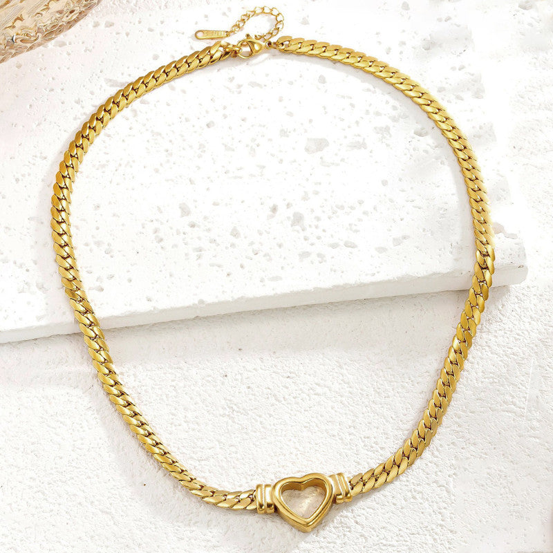 Jewels Galaxy Gold Plated Stainless Steel Anti Tarnish Heart Themed Necklace