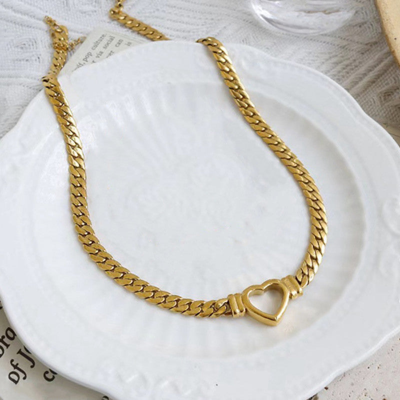 Jewels Galaxy Gold Plated Stainless Steel Anti Tarnish Heart Themed Necklace