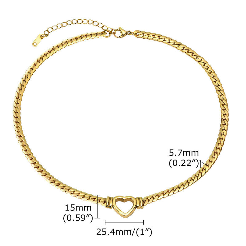 Jewels Galaxy Gold Plated Stainless Steel Anti Tarnish Heart Themed Necklace