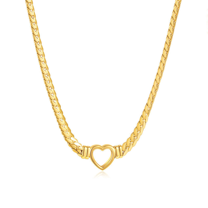 Jewels Galaxy Gold Plated Stainless Steel Anti Tarnish Heart Themed Necklace