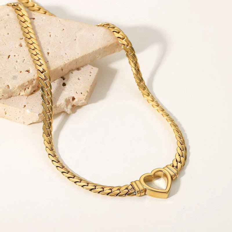 Jewels Galaxy Gold Plated Stainless Steel Anti Tarnish Heart Themed Necklace