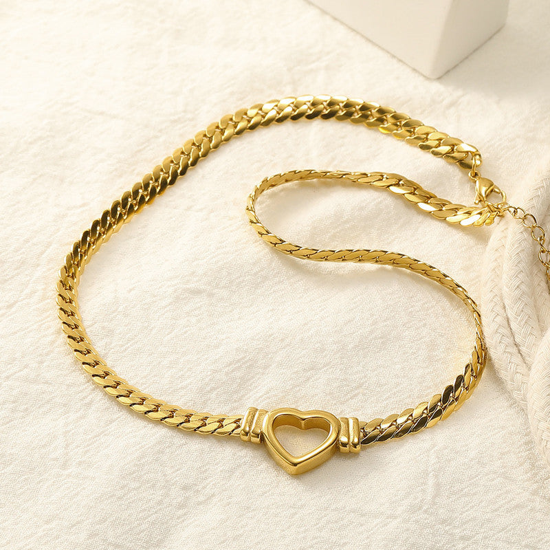 Jewels Galaxy Gold Plated Stainless Steel Anti Tarnish Heart Themed Necklace