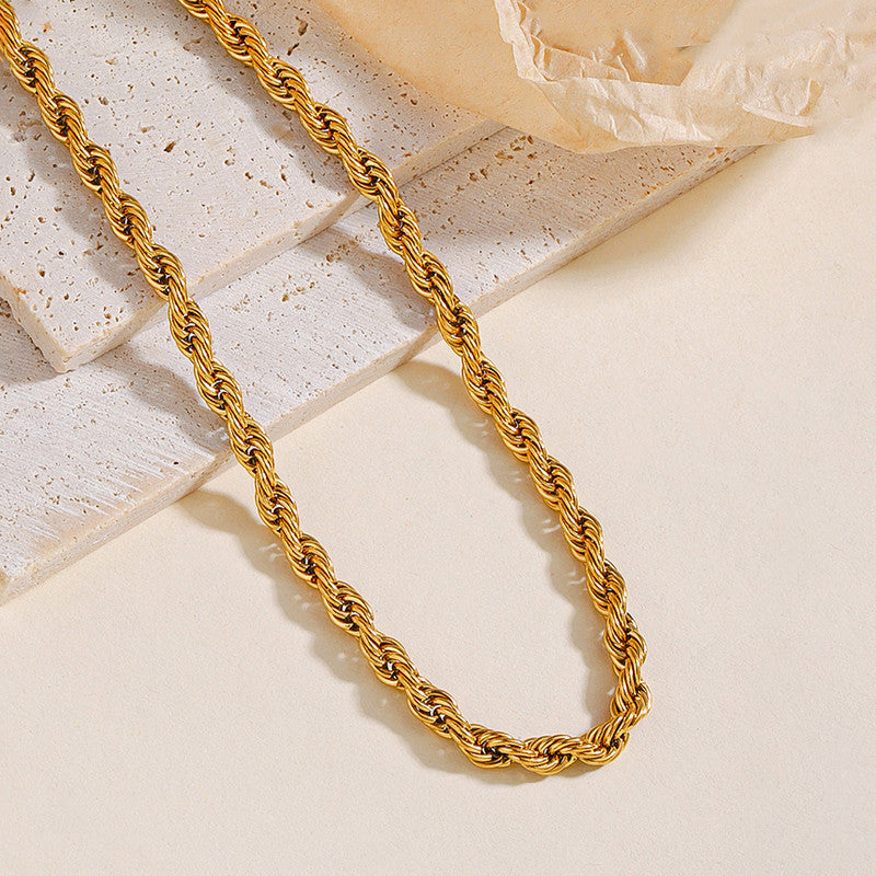 Jewels Galaxy Gold Plated Stainless Steel Anti Tarnish Twisted Chain Necklace