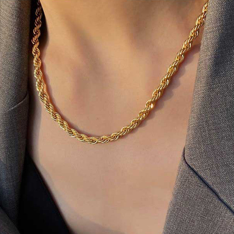 Jewels Galaxy Gold Plated Stainless Steel Anti Tarnish Twisted Chain Necklace