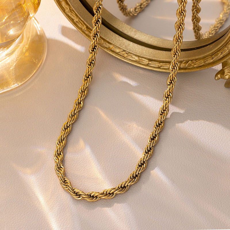 Jewels Galaxy Gold Plated Stainless Steel Anti Tarnish Twisted Chain Necklace