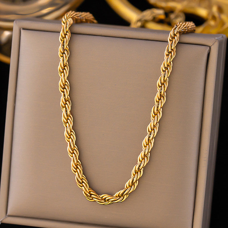 Jewels Galaxy Gold Plated Stainless Steel Anti Tarnish Twisted Chain Necklace