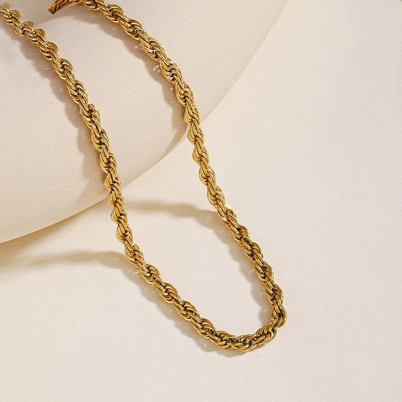 Jewels Galaxy Gold Plated Stainless Steel Anti Tarnish Twisted Chain Necklace