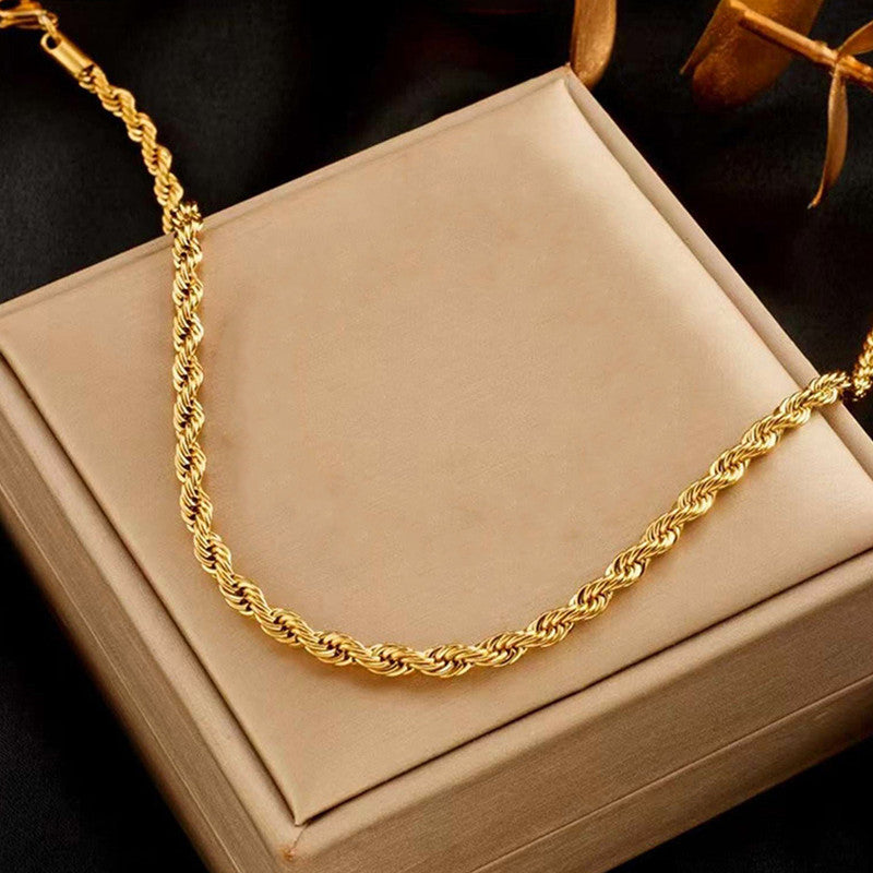 Jewels Galaxy Gold Plated Stainless Steel Anti Tarnish Twisted Chain Necklace