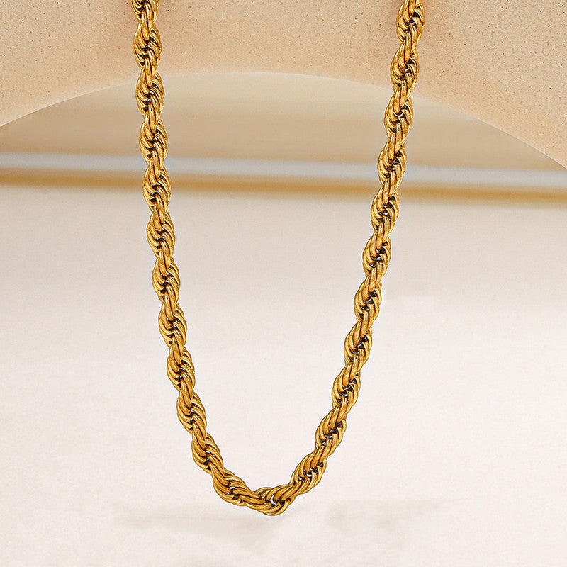 Jewels Galaxy Gold Plated Stainless Steel Anti Tarnish Twisted Chain Necklace
