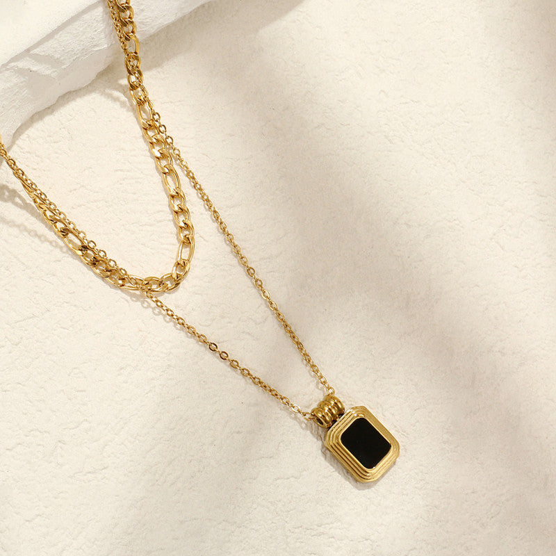 Jewels Galaxy Gold Plated Stainless Steel Anti-Tarnish Geometric Dual Strand Necklace