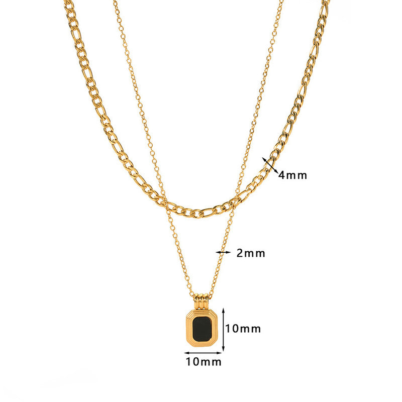 Jewels Galaxy Gold Plated Stainless Steel Anti-Tarnish Geometric Dual Strand Necklace