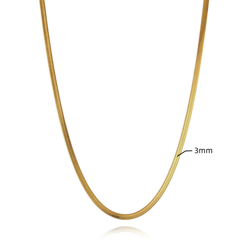 Jewels Galaxy Gold Plated Anti Tarnish Stainless Steel Flat Snake Chain Necklace