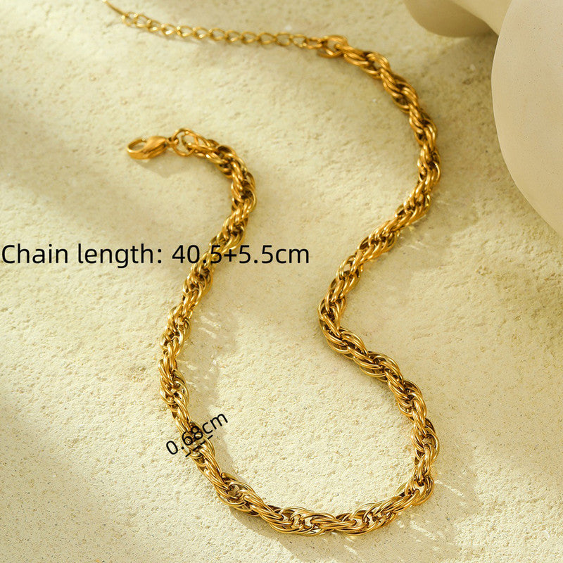 Jewels Galaxy Gold Plated Anti Tarnish Stainless Steel Thick Chain Rope Style Necklace