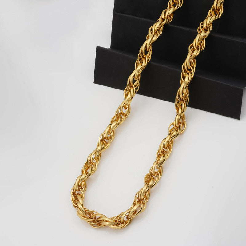 Jewels Galaxy Gold Plated Anti Tarnish Stainless Steel Thick Chain Rope Style Necklace