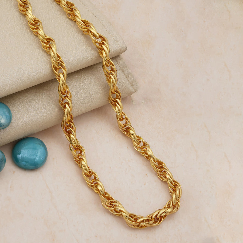 Jewels Galaxy Gold Plated Anti Tarnish Stainless Steel Thick Chain Rope Style Necklace